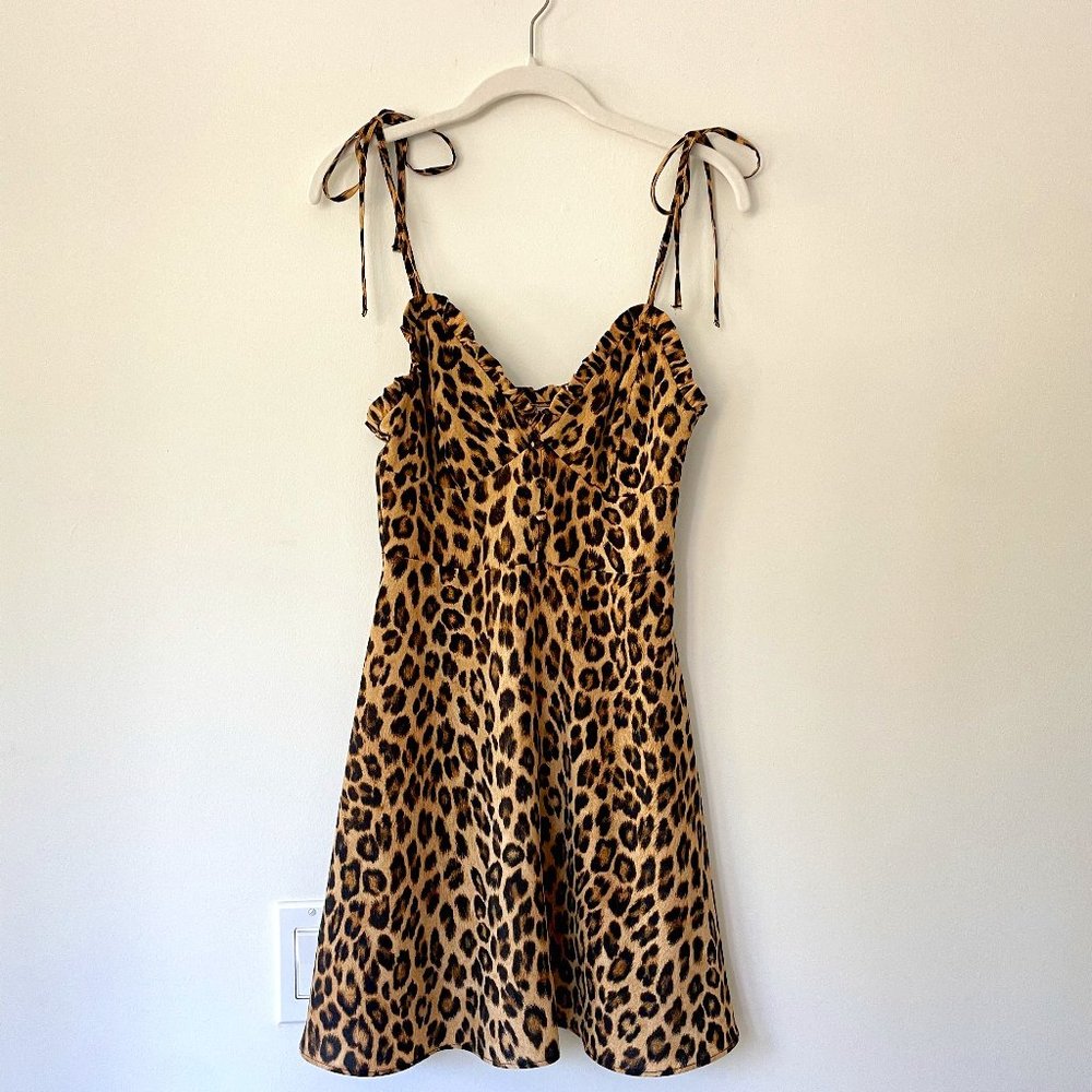 Zara Leopard Print Mini Dress With Button Detail (Sz Small)